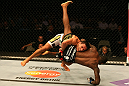 SAN JOSE, CA - JULY 11:   Rafael dos Anjos (white shorts) takes down Anthony Njokuani during their lightweight bout at HP Pavilion on July 11, 2012 in San Jose, California.  (Photo by Ezra Shaw/Zuffa LLC/Zuffa LLC via Getty Images)  *** Local Caption *** Rafael Dos Anjos; Anthony Njokuani
