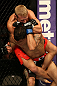 SAN JOSE, CA - JULY 11:   TJ Dillashaw (red shorts) attempts to submit Vaughan Lee during their bantamweight bout at HP Pavilion on July 11, 2012 in San Jose, California.  (Photo by Ezra Shaw/Zuffa LLC/Zuffa LLC via Getty Images)  *** Local Caption *** T.J. Dillashaw; Vaughn Lee