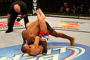 SAN JOSE, CA - JULY 11:   Karlos Vemola (bottom) attempts to submit Francis Carmont as referee Josh Rosenthal looks on during their middleweight bout at HP Pavilion on July 11, 2012 in San Jose, California.  (Photo by Ezra Shaw/Zuffa LLC/Zuffa LLC via Getty Images)  *** Local Caption *** Karlos Vemola; Francis Carmont; Josh Rosenthal