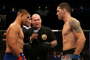 SAN JOSE, CA - JULY 11:   Mark Munoz (left) and Chris Weidman (right) face off during their middleweight bout at HP Pavilion on July 11, 2012 in San Jose, California.  (Photo by Ezra Shaw/Zuffa LLC/Zuffa LLC via Getty Images)  *** Local Caption *** Mark Munoz; Chris Weidman