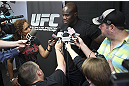 CALGARY, CANADA - JULY 18: Cheick Kongo speaks to the media during the UFC 149 Open Workouts inside Champion's Creed Gym on July 18, 2012 in Calgary, Alberta, Canada.  (Photo by Jeff Bottari/Zuffa LLC/Zuffa LLC via Getty Images)