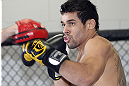 CALGARY, CANADA - JULY 18:  Renan Barao works out for the fans and media during the UFC 149 Open Workouts inside Champion's Creed Gym on July 18, 2012 in Calgary, Alberta, Canada.  (Photo by Jeff Bottari/Zuffa LLC/Zuffa LLC via Getty Images)
