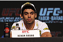 CALGARY, CANADA - JULY 19: Renan Barao attends the UFC 149 press conference at the Flames Central Sports Club on July 19, 2012 in Calgary, Alberta, Canada. (Photo by Jeff Bottari/Zuffa LLC/Zuffa LLC via Getty Images)