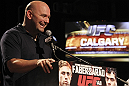 CALGARY, CANADA - JULY 19: UFC President Dana White attends the UFC 149 press conference at the Flames Central Sports Club on July 19, 2012 in Calgary, Alberta, Canada. (Photo by Jeff Bottari/Zuffa LLC/Zuffa LLC via Getty Images)