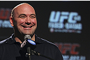 CALGARY, CANADA - JULY 19: UFC President Dana White attends the UFC 149 press conference at the Flames Central Sports Club on July 19, 2012 in Calgary, Alberta, Canada. (Photo by Jeff Bottari/Zuffa LLC/Zuffa LLC via Getty Images)