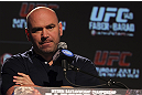 CALGARY, CANADA - JULY 19: UFC President Dana White attends the UFC 149 press conference at the Flames Central Sports Club on July 19, 2012 in Calgary, Alberta, Canada. (Photo by Jeff Bottari/Zuffa LLC/Zuffa LLC via Getty Images)