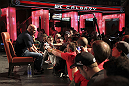 CALGARY, CANADA - JULY 19: UFC President Dana White fields questions from the media after the UFC 149 press conference at the Flames Central Sports Club on July 19, 2012 in Calgary, Alberta, Canada. (Photo by Jeff Bottari/Zuffa LLC/Zuffa LLC via Getty Images)