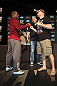 CALGARY, CANADA - JULY 19: Hector Lombard squares off against Tim Boetsch at the UFC 149 press conference at the Flames Central Sports Club on July 19, 2012 in Calgary, Alberta, Canada. (Photo by Jeff Bottari/Zuffa LLC/Zuffa LLC via Getty Images)