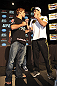 CALGARY, CANADA - JULY 19: Urijah Faber and Renan Barao square off at the UFC 149 press conference at the Flames Central Sports Club on July 19, 2012 in Calgary, Alberta, Canada. (Photo by Jeff Bottari/Zuffa LLC/Zuffa LLC via Getty Images)
