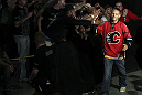 CALGARY, CANADA - JULY 20:  Nick Ring greets the crowd at the UFC 149 weigh-in at the Scotiabank Saddledome on July 20, 2012 in Calgary, Alberta, Canada.  (Photo by Jeff Bottari/Zuffa LLC/Zuffa LLC via Getty Images)