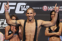 CALGARY, CANADA - JULY 20:  Chris Clements makes weight at the UFC 149 weigh-in at the Scotiabank Saddledome on July 20, 2012 in Calgary, Alberta, Canada.  (Photo by Jeff Bottari/Zuffa LLC/Zuffa LLC via Getty Images)