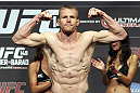 CALGARY, CANADA - JULY 20: James Head makes weight at the UFC 149 weigh-in at the Scotiabank Saddledome on July 20, 2012 in Calgary, Alberta, Canada.  (Photo by Jeff Bottari/Zuffa LLC/Zuffa LLC via Getty Images)