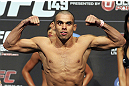 CALGARY, CANADA - JULY 20:  Renan Barao makes weight at the UFC 149 weigh-in at the Scotiabank Saddledome on July 20, 2012 in Calgary, Alberta, Canada.  (Photo by Jeff Bottari/Zuffa LLC/Zuffa LLC via Getty Images)