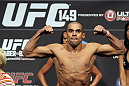 CALGARY, CANADA - JULY 20: Renan Barao makes weight at the UFC 149 weigh-in at the Scotiabank Saddledome on July 20, 2012 in Calgary, Alberta, Canada.  (Photo by Jeff Bottari/Zuffa LLC/Zuffa LLC via Getty Images)