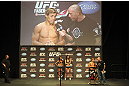 CALGARY, CANADA - JULY 20: Urijah Faber is interviewed by Joe Rogan after making weight at the UFC 149 weigh-in at the Scotiabank Saddledome on July 20, 2012 in Calgary, Alberta, Canada.  (Photo by Jeff Bottari/Zuffa LLC/Zuffa LLC via Getty Images)