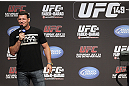 CALGARY, CANADA - JULY 20:  Michael Bisping conducts a Q&A session with the fans prior to the UFC 149 weigh-in at the Scotiabank Saddledome on July 20, 2012 in Calgary, Alberta, Canada.  (Photo by Jeff Bottari/Zuffa LLC/Zuffa LLC via Getty Images)