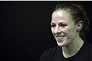 CALGARY, CANADA - JULY 20:  Sarah Kaufman speaks to the media prior to the UFC 149 weigh-in at the Scotiabank Saddledome on July 20, 2012 in Calgary, Alberta, Canada.  (Photo by Jeff Bottari/Zuffa LLC/Zuffa LLC via Getty Images)