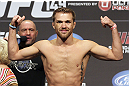 CALGARY, CANADA - JULY 20:  Bryan Caraway makes weight at the UFC 149 weigh-in at the Scotiabank Saddledome on July 20, 2012 in Calgary, Alberta, Canada.  (Photo by Jeff Bottari/Zuffa LLC/Zuffa LLC via Getty Images)