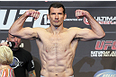 CALGARY, CANADA - JULY 20: Anthony Perosh makes weight at the UFC 149 weigh-in at the Scotiabank Saddledome on July 20, 2012 in Calgary, Alberta, Canada.  (Photo by Jeff Bottari/Zuffa LLC/Zuffa LLC via Getty Images)