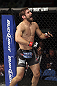 CALGARY, CANADA - JULY 21:  Antonio Carvalho celebrates after knocking out Daniel Pineda during their featherweight bout at UFC 149 inside the Scotiabank Saddledome on July 21, 2012 in Calgary, Alberta, Canada.  (Photo by Nick Laham/Zuffa LLC/Zuffa LLC via Getty Images)