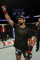 CALGARY, CANADA - JULY 21:  Antonio Carvalho celebrates after defeating Daniel Pineda by knockout during their featherweight bout at UFC 149 inside the Scotiabank Saddledome on July 21, 2012 in Calgary, Alberta, Canada.  (Photo by Nick Laham/Zuffa LLC/Zuffa LLC via Getty Images)