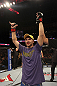 CALGARY, CANADA - JULY 21:  Bryan Caraway celebrates after defeating Mitch Gagnon during their bantamweight bout at UFC 149 inside the Scotiabank Saddledome on July 21, 2012 in Calgary, Alberta, Canada.  (Photo by Nick Laham/Zuffa LLC/Zuffa LLC via Getty Images)
