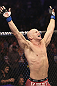 CALGARY, CANADA - JULY 21:  Ryan Jimmo celebrates after defeating Anthony Perosh by knockout in six seconds during round one of their light heavyweight bout at UFC 149 inside the Scotiabank Saddledome on July 21, 2012 in Calgary, Alberta, Canada.  (Photo by Nick Laham/Zuffa LLC/Zuffa LLC via Getty Images)