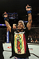 CALGARY, CANADA - JULY 21:  Francisco Rivera celebrates after defeating Roland Delorme during their bantamweight bout at UFC 149 inside the Scotiabank Saddledome on July 21, 2012 in Calgary, Alberta, Canada.  (Photo by Nick Laham/Zuffa LLC/Zuffa LLC via Getty Images)