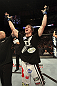CALGARY, CANADA- JULY 21: Matthew Riddle celebrates after defeating Chris Clements during their welterweight bout at UFC 149 inside the Scotiabank Saddledome on July 21, 2012 in Calgary, Alberta, Canada.  (Photo by Nick Laham/Zuffa LLC/Zuffa LLC via Getty Images)