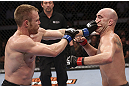 CALGARY, CANADA - JULY 21: (L-R) James Head puts his hands to the face of Brian Ebersole during their welterweight bout at UFC 149 inside the Scotiabank Saddledome on July 21, 2012 in Calgary, Alberta, Canada.  (Photo by Nick Laham/Zuffa LLC/Zuffa LLC via Getty Images)