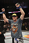 CALGARY, CANADA - JULY 21: James Head celebrates after defeating Brian Ebersole during their welterweight bout at UFC 149 inside the Scotiabank Saddledome on July 21, 2012 in Calgary, Alberta, Canada.  (Photo by Nick Laham/Zuffa LLC/Zuffa LLC via Getty Images)