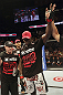 CALGARY, CANADA - JULY 21: Cheick Kongo celebrates after defeating Shawn Jordan during their heavyweight bout at UFC 149 inside the Scotiabank Saddledome on July 21, 2012 in Calgary, Alberta, Canada.  (Photo by Nick Laham/Zuffa LLC/Zuffa LLC via Getty Images)