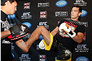 LOS ANGELES - AUGUST 01:  Lyoto Machida works out for the media during the UFC on FOX open workouts at the J.W. Marriott on August 1, 2012 in Los Angeles, California. (Photo by Josh Hedges/Zuffa LLC/Zuffa LLC via Getty Images)
