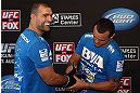LOS ANGELES - AUGUST 01:  Mauricio "Shogun" Rua works out for the media during the UFC on FOX open workouts at the J.W. Marriott on August 1, 2012 in Los Angeles, California. (Photo by Josh Hedges/Zuffa LLC/Zuffa LLC via Getty Images)