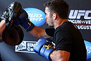 LOS ANGELES - AUGUST 01:  Jamie Varner works out for the media during the UFC on FOX open workouts at the J.W. Marriott on August 1, 2012 in Los Angeles, California. (Photo by Josh Hedges/Zuffa LLC/Zuffa LLC via Getty Images)