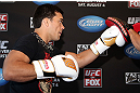 LOS ANGELES - AUGUST 01:  Lyoto Machida works out for the media during the UFC on FOX open workouts at the J.W. Marriott on August 1, 2012 in Los Angeles, California. (Photo by Josh Hedges/Zuffa LLC/Zuffa LLC via Getty Images)
