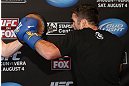 LOS ANGELES - AUGUST 01:  Jamie Varner works out for the media during the UFC on FOX open workouts at the J.W. Marriott on August 1, 2012 in Los Angeles, California. (Photo by Josh Hedges/Zuffa LLC/Zuffa LLC via Getty Images)