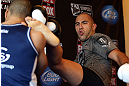 LOS ANGELES - AUGUST 01:  Brandon Vera works out for the media during the UFC on FOX open workouts at the J.W. Marriott on August 1, 2012 in Los Angeles, California. (Photo by Josh Hedges/Zuffa LLC/Zuffa LLC via Getty Images)