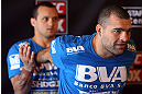 LOS ANGELES - AUGUST 01:  Mauricio "Shogun" Rua works out for the media during the UFC on FOX open workouts at the J.W. Marriott on August 1, 2012 in Los Angeles, California. (Photo by Josh Hedges/Zuffa LLC/Zuffa LLC via Getty Images)