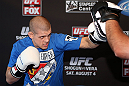 LOS ANGELES - AUGUST 01:  Joe Lauzon works out for the media during the UFC on FOX open workouts at the J.W. Marriott on August 1, 2012 in Los Angeles, California. (Photo by Josh Hedges/Zuffa LLC/Zuffa LLC via Getty Images)