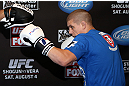 LOS ANGELES - AUGUST 01:  Joe Lauzon works out for the media during the UFC on FOX open workouts at the J.W. Marriott on August 1, 2012 in Los Angeles, California. (Photo by Josh Hedges/Zuffa LLC/Zuffa LLC via Getty Images)