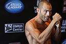 LOS ANGELES - AUGUST 01:  Mike Swick works out for the media during the UFC on FOX open workouts at the J.W. Marriott on August 1, 2012 in Los Angeles, California. (Photo by Josh Hedges/Zuffa LLC/Zuffa LLC via Getty Images)