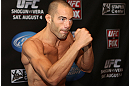 LOS ANGELES - AUGUST 01:  Mike Swick works out for the media during the UFC on FOX open workouts at the J.W. Marriott on August 1, 2012 in Los Angeles, California. (Photo by Josh Hedges/Zuffa LLC/Zuffa LLC via Getty Images)
