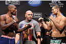 LOS ANGELES - AUGUST 03: (L-R) Opponents Phil Davis and Wagner Prado during the UFC on FOX weigh in at Staples Center on August 3, 2012 in Los Angeles, California. (Photo by Josh Hedges/Zuffa LLC/Zuffa LLC via Getty Images)