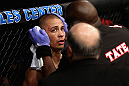 LOS ANGELES, CA - AUGUST 04:  John Moraga is tended to after knocking out Ulysses Gomez in the first round during the UFC on FOX event at Staples Center on August 4, 2012 in Los Angeles, California.  (Photo by Josh Hedges/Zuffa LLC via Getty Images)