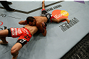 LOS ANGELES, CA - AUGUST 04:  Rani Yahya pins Josh Grispi in the first round of their featherweight bout during the UFC on FOX event at Staples Center on August 4, 2012 in Los Angeles, California.  (Photo by Josh Hedges/Zuffa LLC via Getty Images)