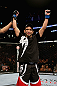 LOS ANGELES, CA - AUGUST 04: Rani Yahya celebrates his win over Josh Grispi by way of tap out after their featherweight bout during the UFC on FOX event at Staples Center on August 4, 2012 in Los Angeles, California.  (Photo by Josh Hedges/Zuffa LLC via Getty Images)