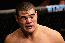 LOS ANGELES, CA - AUGUST 04:  Wagner Prado reacts to an eye poke by Phil Davis during the UFC on FOX at Staples Center on August 4, 2012 in Los Angeles, California. The bout was ruled no decision due to an unintentional eye poke.  (Photo by Josh Hedges/Zuffa LLC via Getty Images)