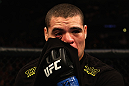 LOS ANGELES, CA - AUGUST 04:  Wagner Prado holds his eye after the bout was stopped due to an unintentional eye poke during the UFC on FOX at Staples Center on August 4, 2012 in Los Angeles, California. The bout was ruled no decision.  (Photo by Josh Hedges/Zuffa LLC via Getty Images)