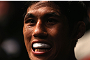 LOS ANGELES, CA - AUGUST 04:  Nam Phan prepares to take on Cole Miller in their featherweight bout during UFC on FOX at Staples Center on August 4, 2012 in Los Angeles, California. Phan defeated Miller by split decision. (Photo by Josh Hedges/Zuffa LLC via Getty Images)